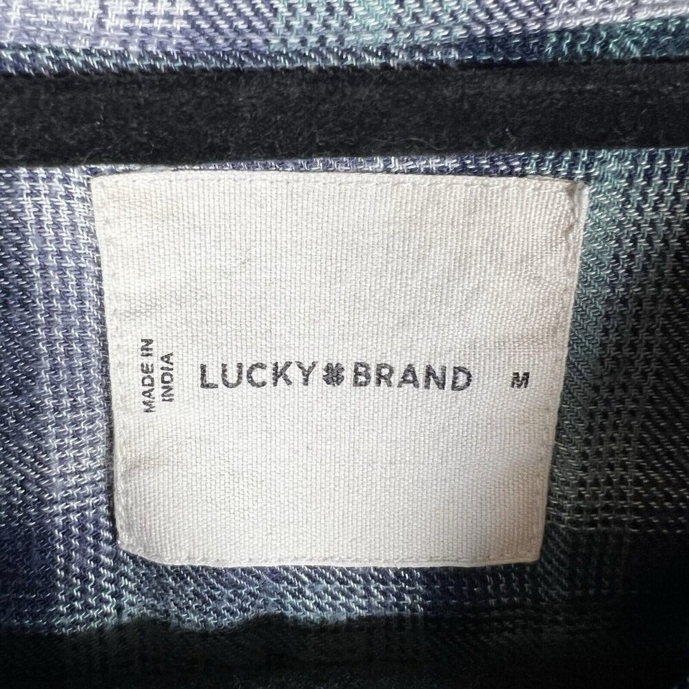 Lucky Brand Womens Green Purple Plaid‎ Button-Up Flannel Shirt Women’s Size M - Picture 5 of 10